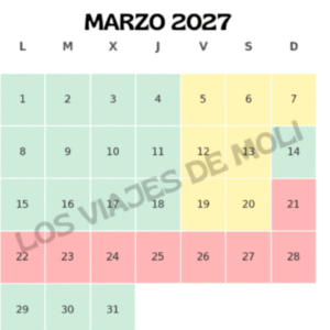 Calendario de precios Disneyland Paris marzo 2027 semana santa
